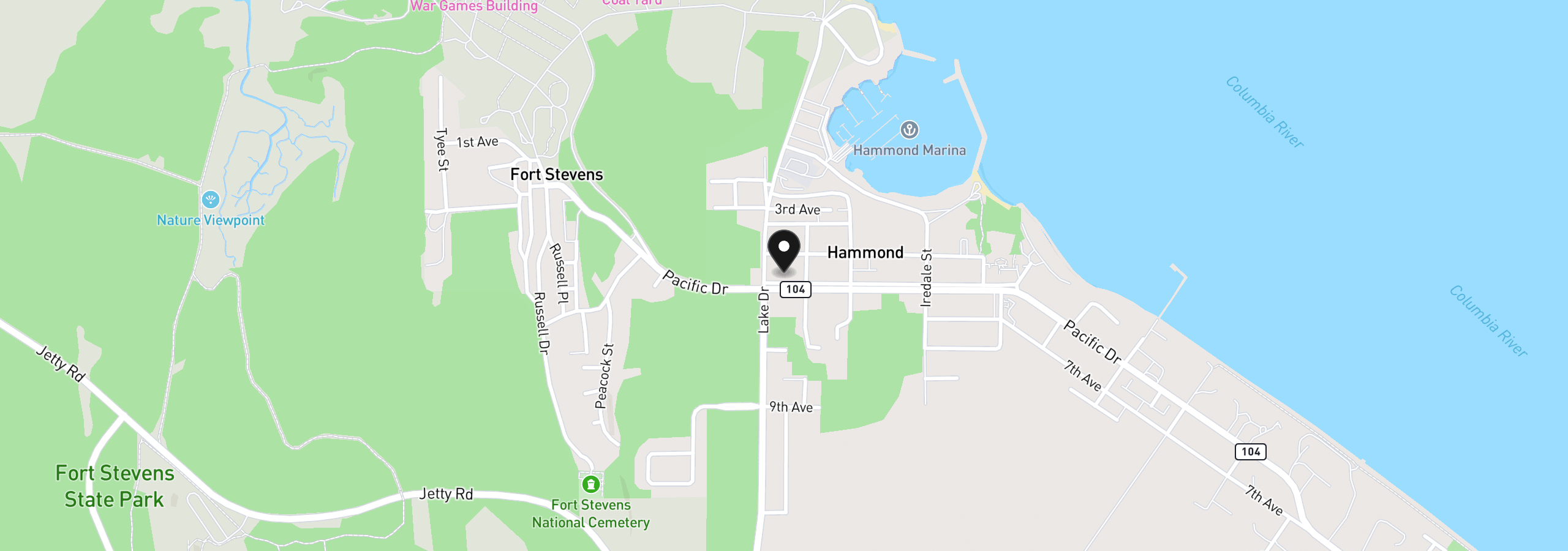 Map showing the location of 1155 Pacific Dr, Hammond, OR 97121