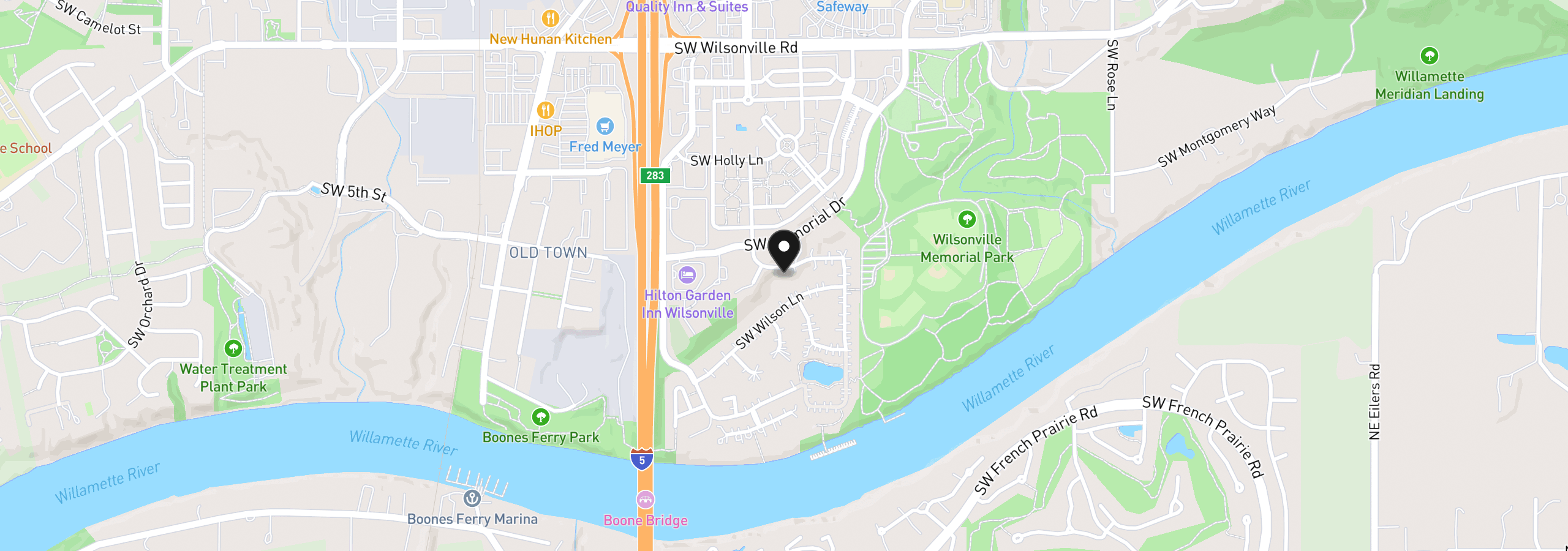 Map showing the location of 8550 SW Rogue Ln, Wilsonville, OR 97070