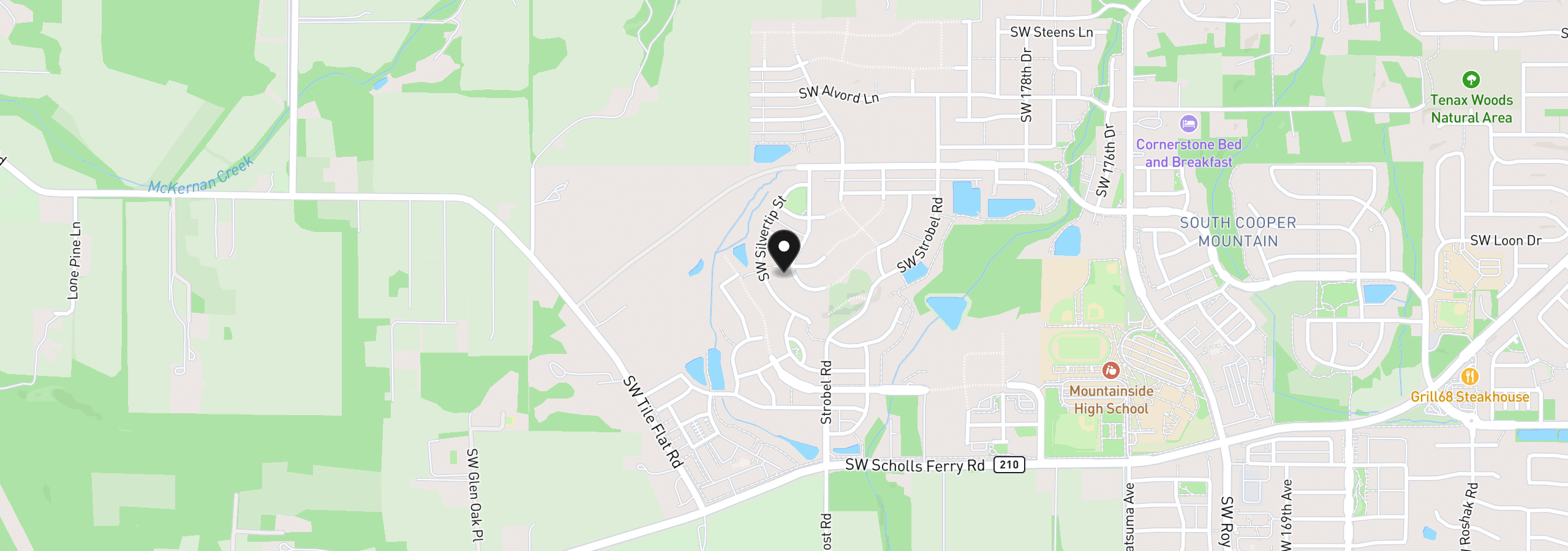 Map showing the location of 12375 SW Trask, Beaverton, OR 97007