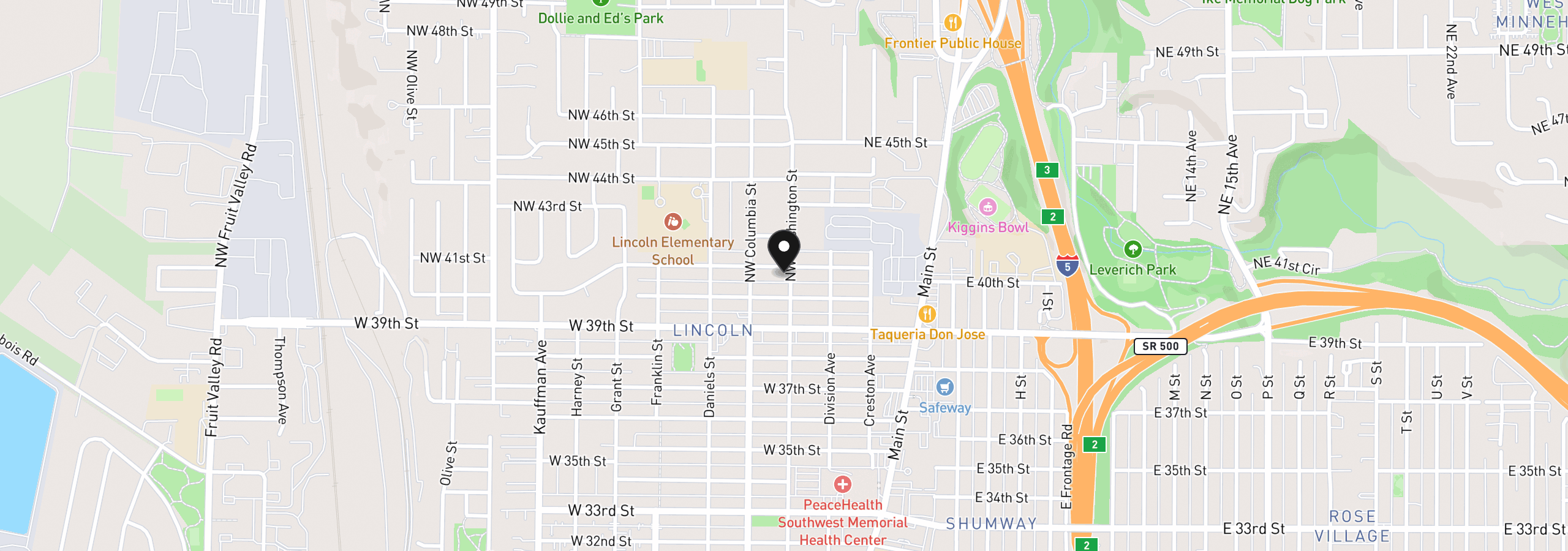 Map showing the location of 4014 NW Washington St, Vancouver, Wa 98660