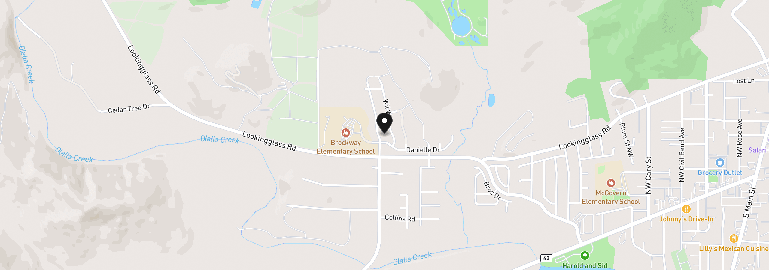 Map showing the location of 150 Wil Way, Winston, OR 97496