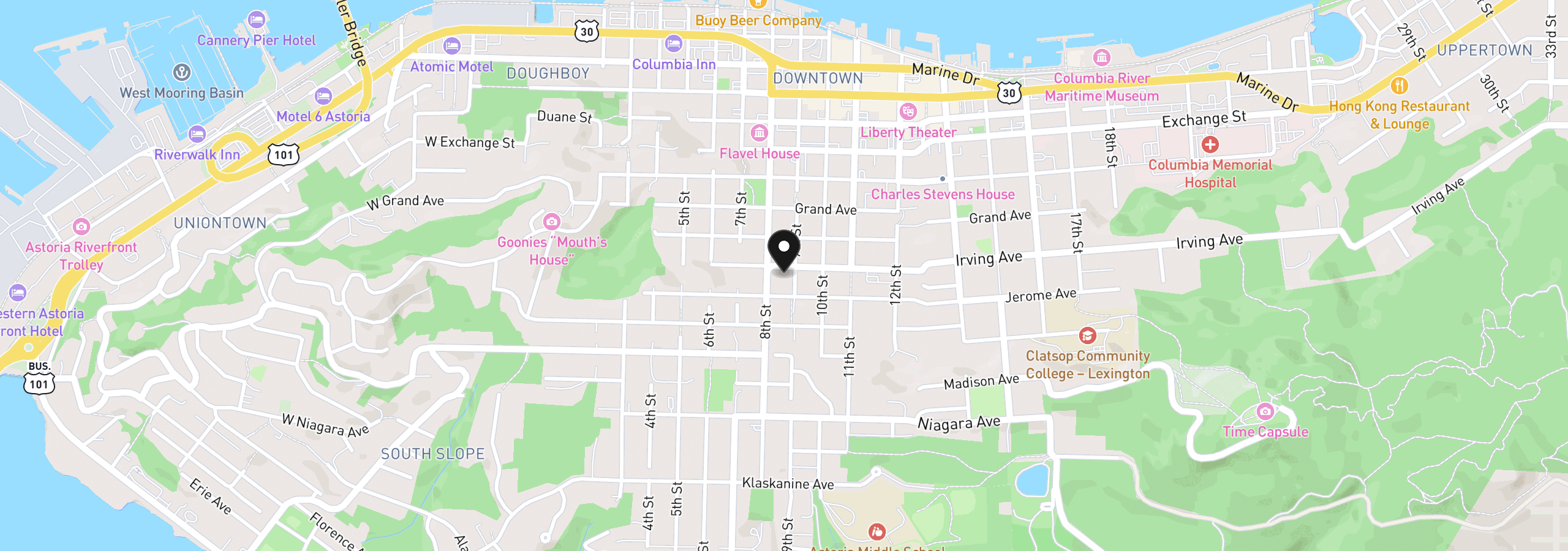 Map showing the location of 0 Irving Ave 2101, Astoria, OR 97103