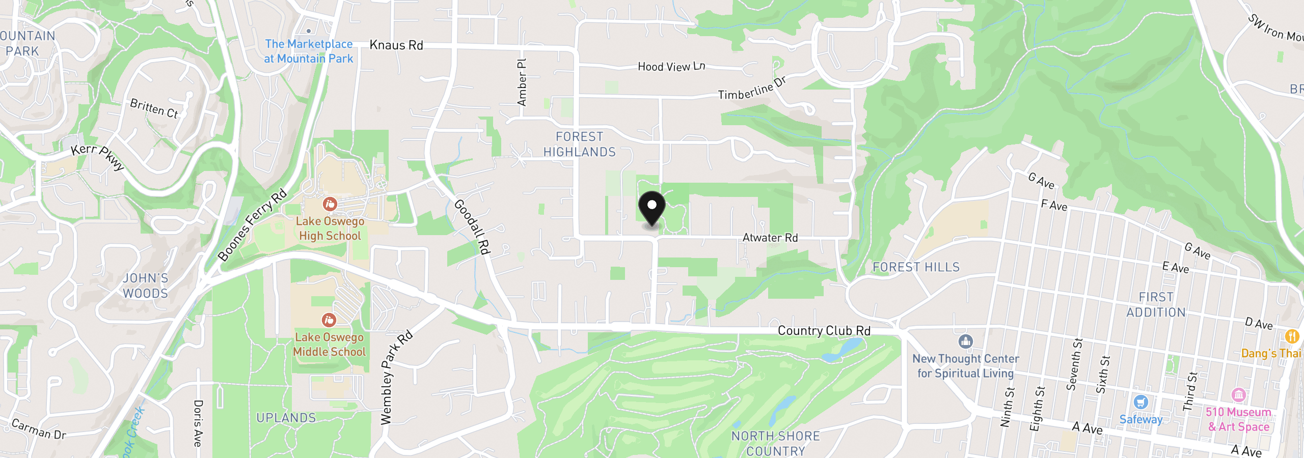 Map showing the location of 13799 Atwater Ln, Lake Oswego, OR 97034