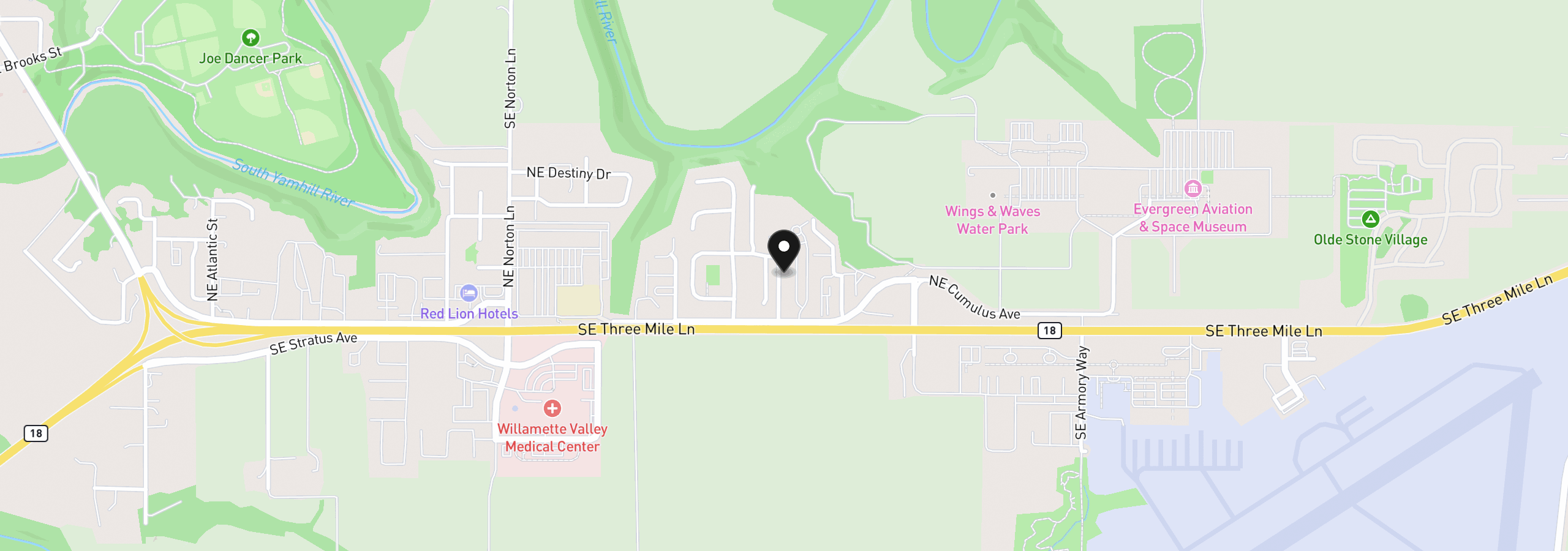 Map showing the location of 146 NE American Dr, McMinnville, OR 97128