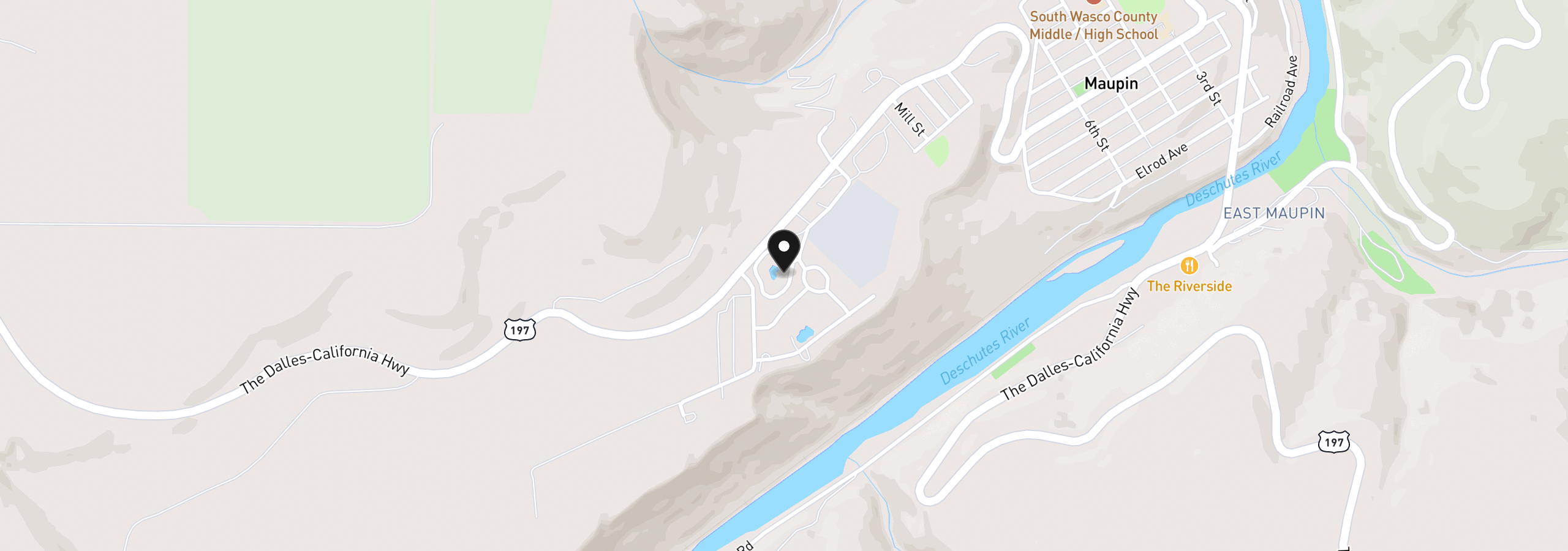Map showing the location of 423 Little Lake Rd, Maupin, OR 97037