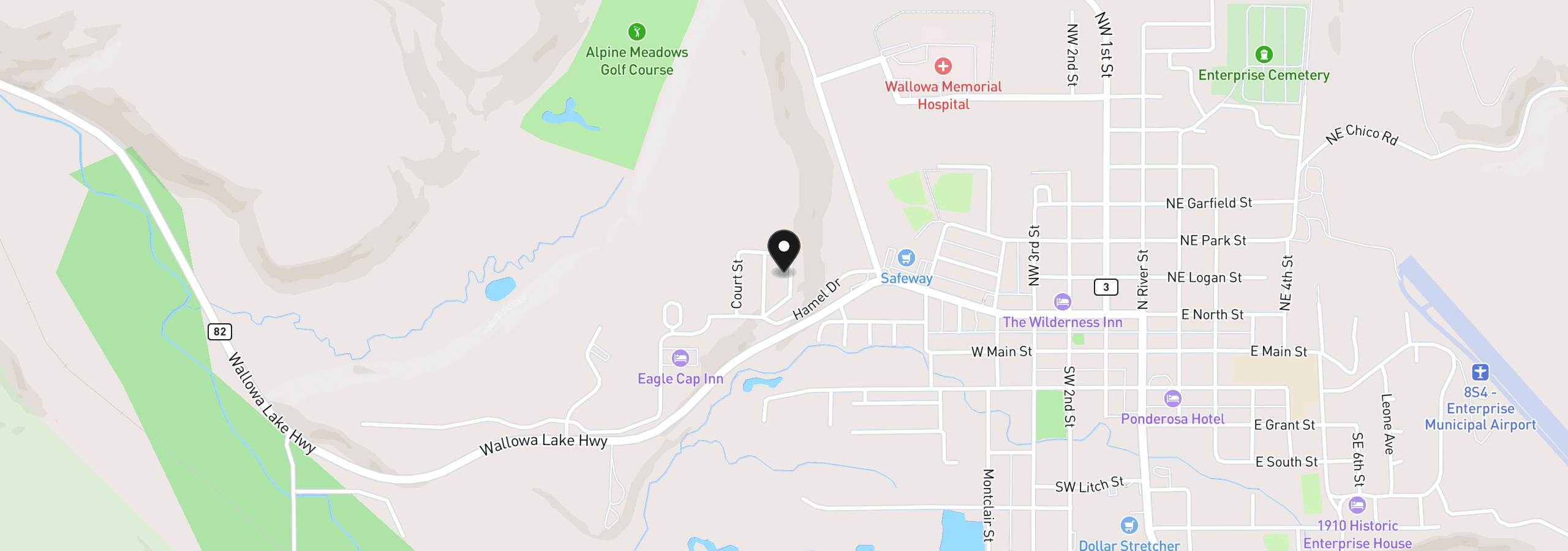 Map showing the location of 206 Autim St, Enterprise, OR 97828