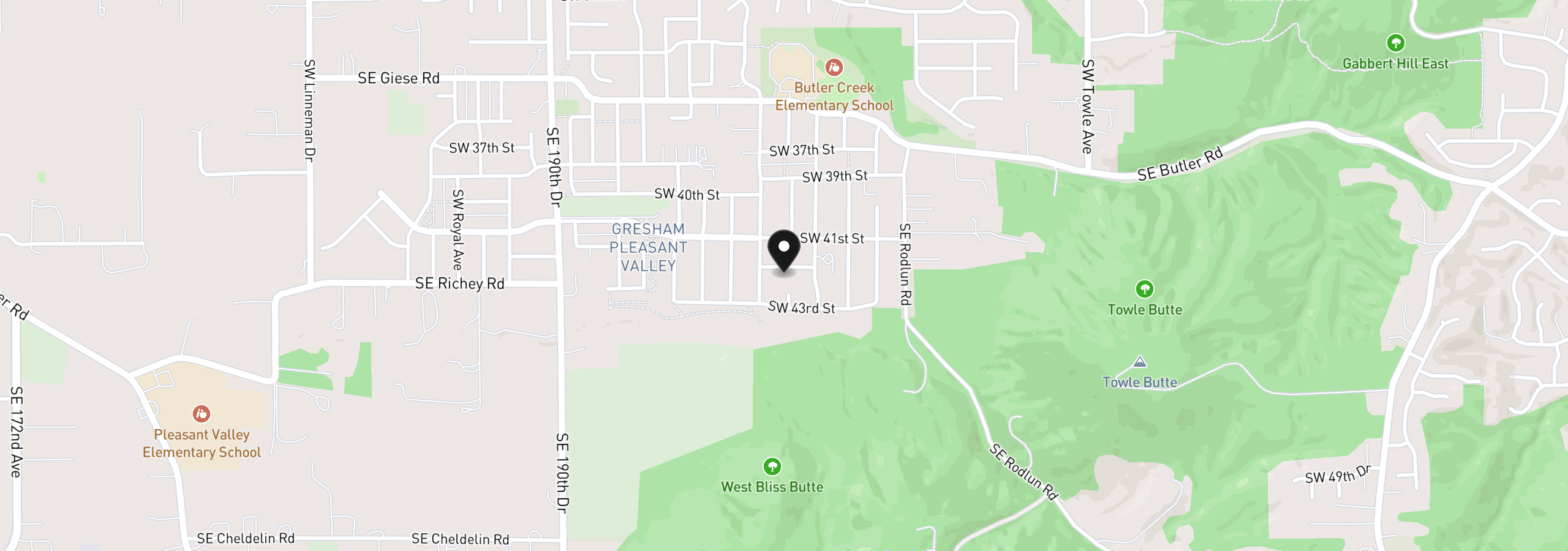Map showing the location of 2634 SW 42nd St, Gresham, OR 97080