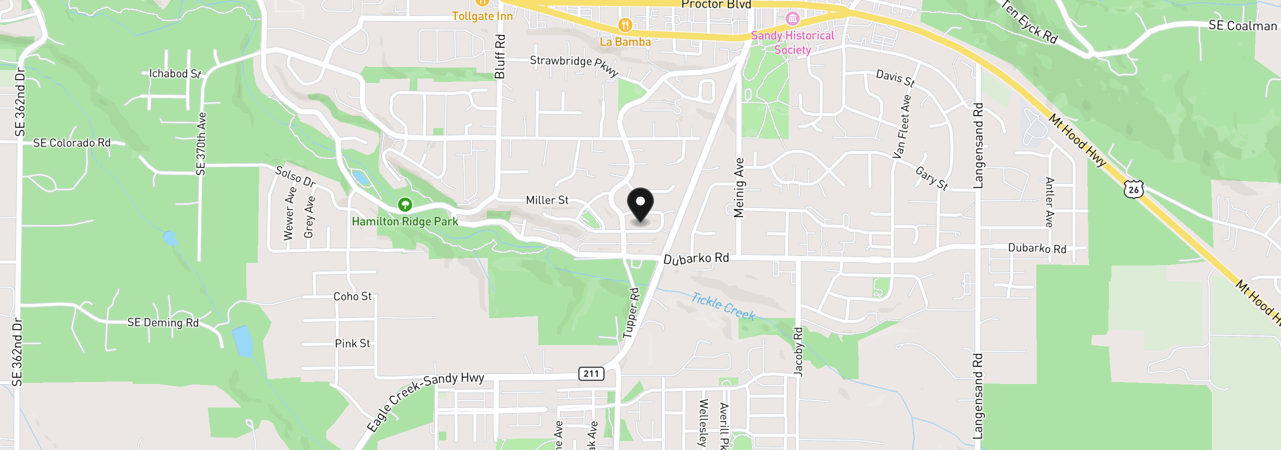 Map showing the location of 38771 Barlow Pkwy, Sandy, OR 97055