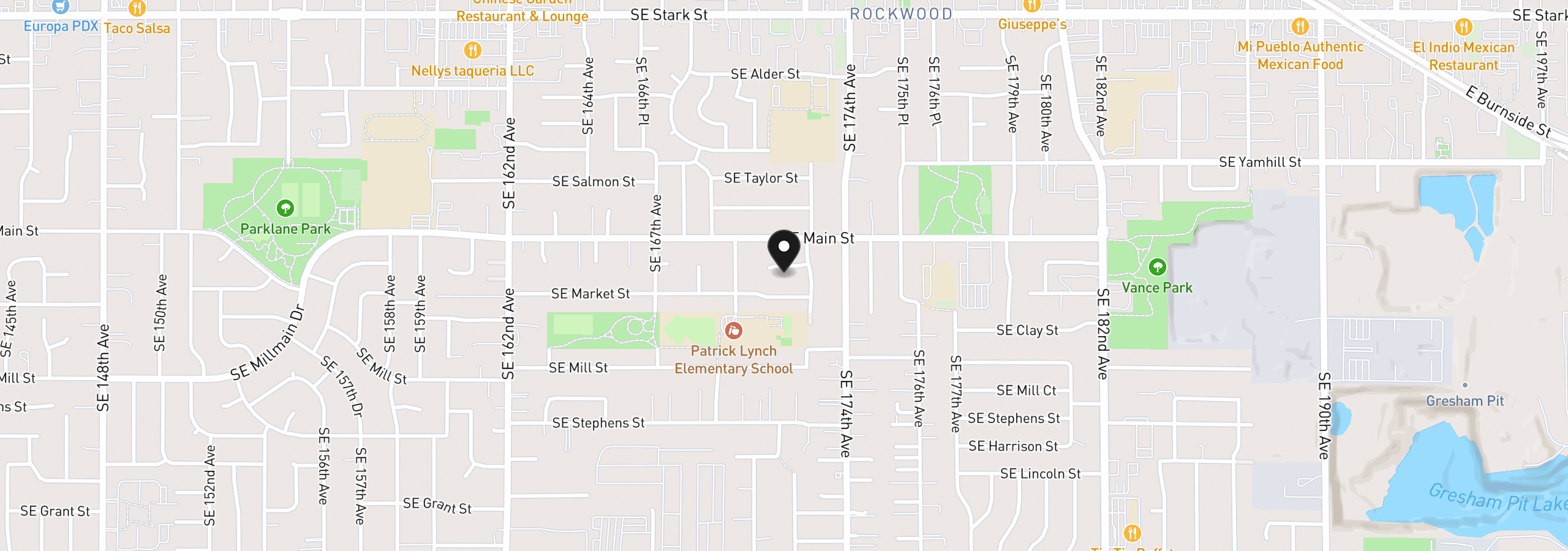 Map showing the location of 17114 SE Madison St, Portland, OR 97233