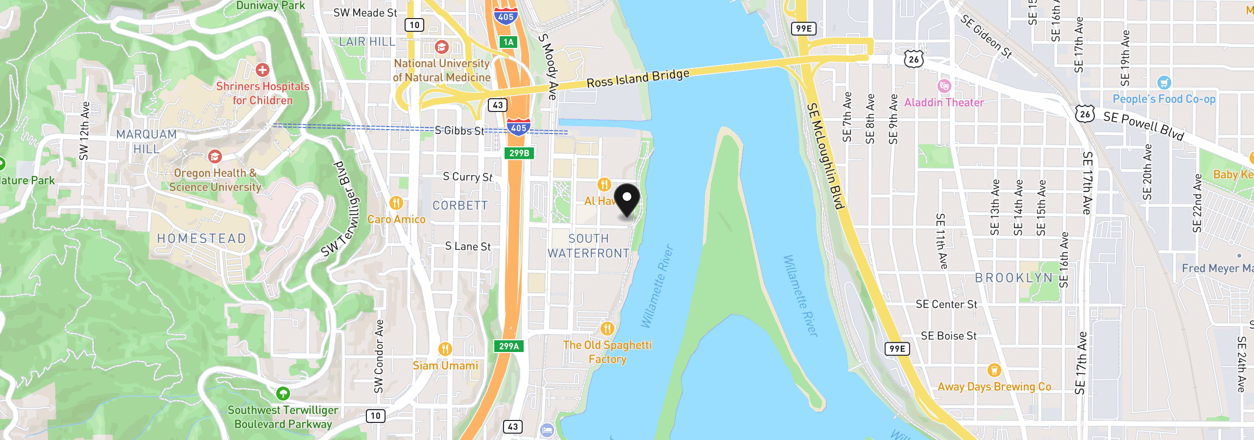 Map showing the location of 841 S Gaines St 2204, Portland, OR 97239
