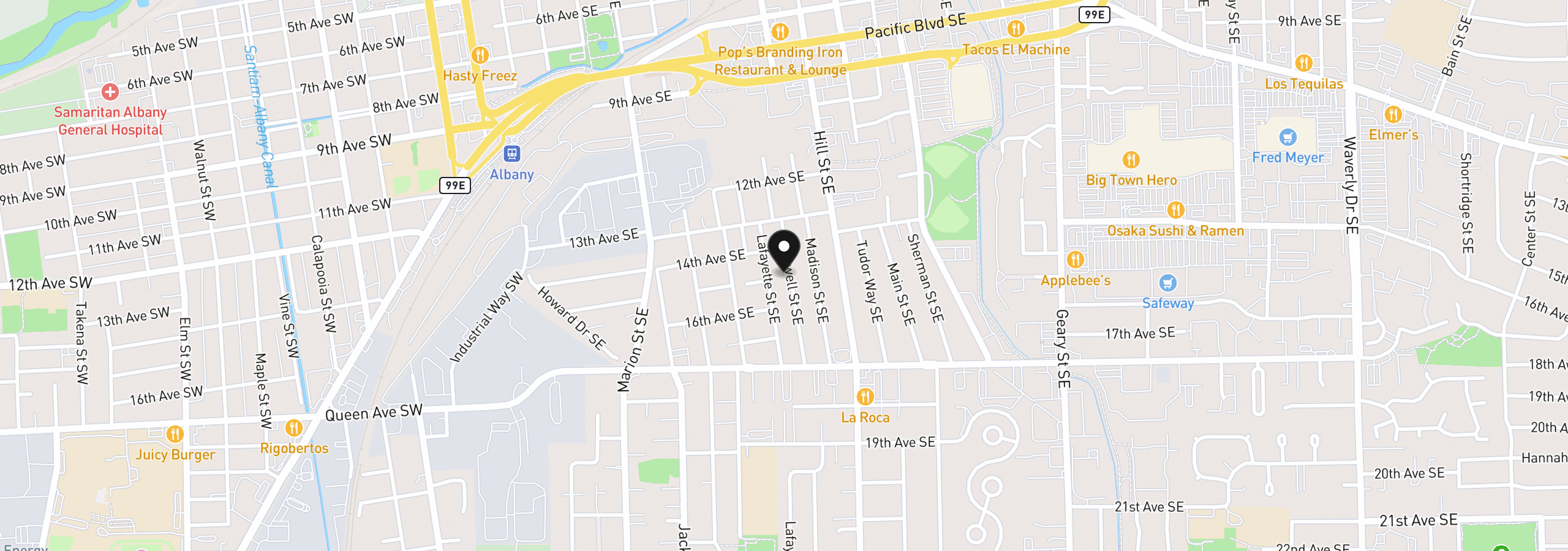 Map showing the location of 1430 Powell St SE, Albany, OR 97322