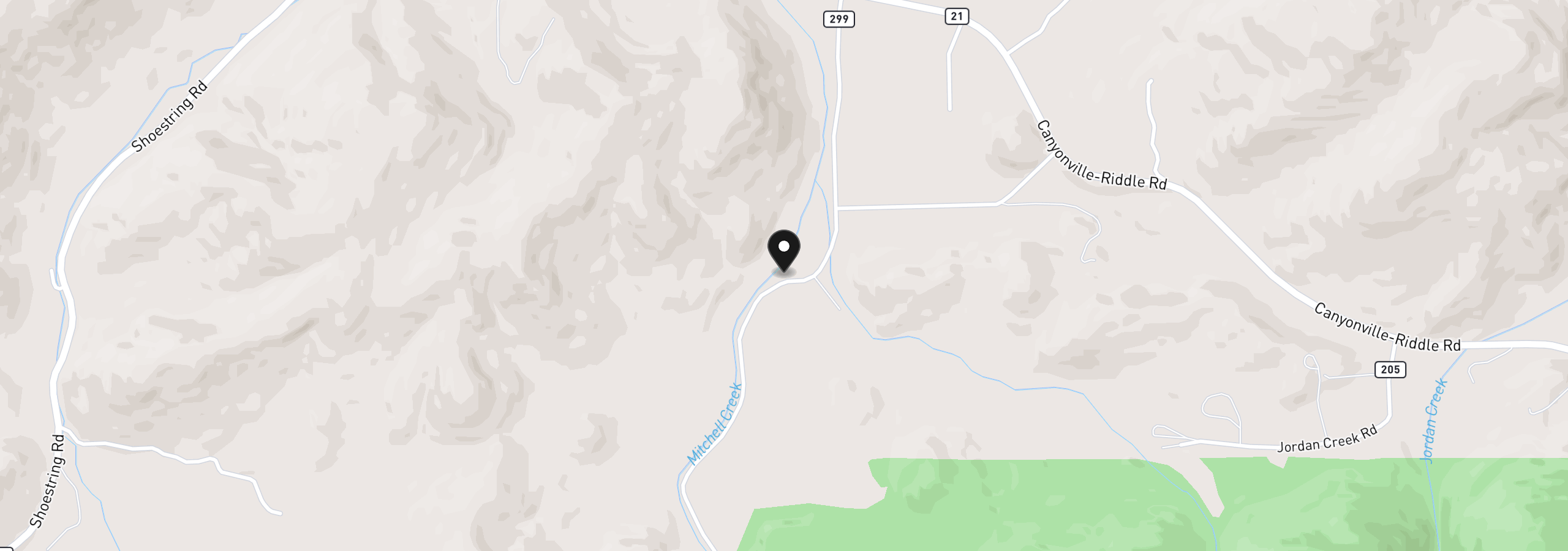 Map showing the location of 709 Ash Creek Rd, Riddle, OR 97469
