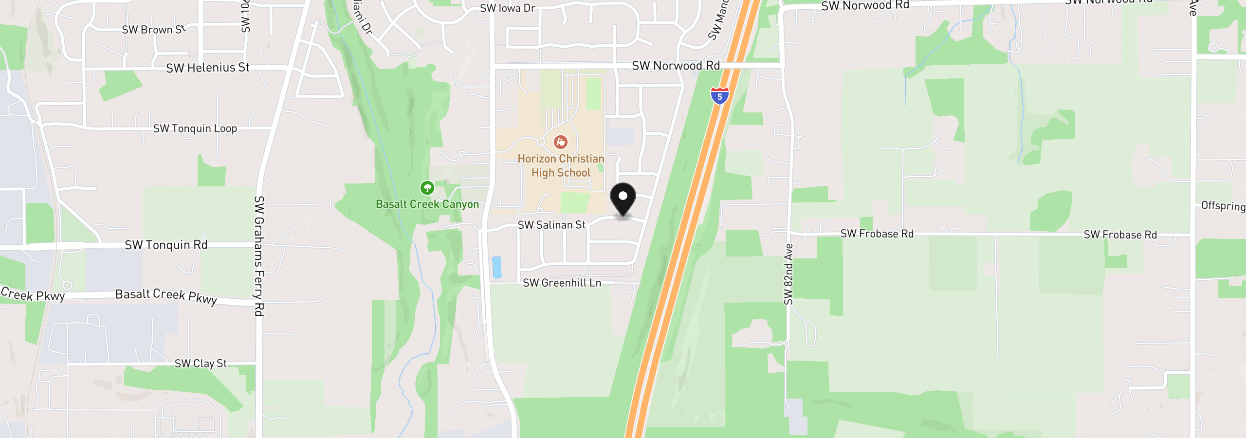 Map showing the location of 23772 SW Pensacola Ter, Tualatin, OR 97062