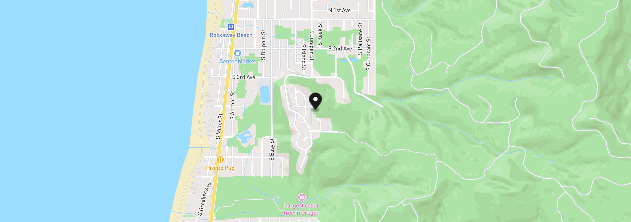 Map showing the location of 5200 Longview Loop, Rockaway Beach, OR 97136