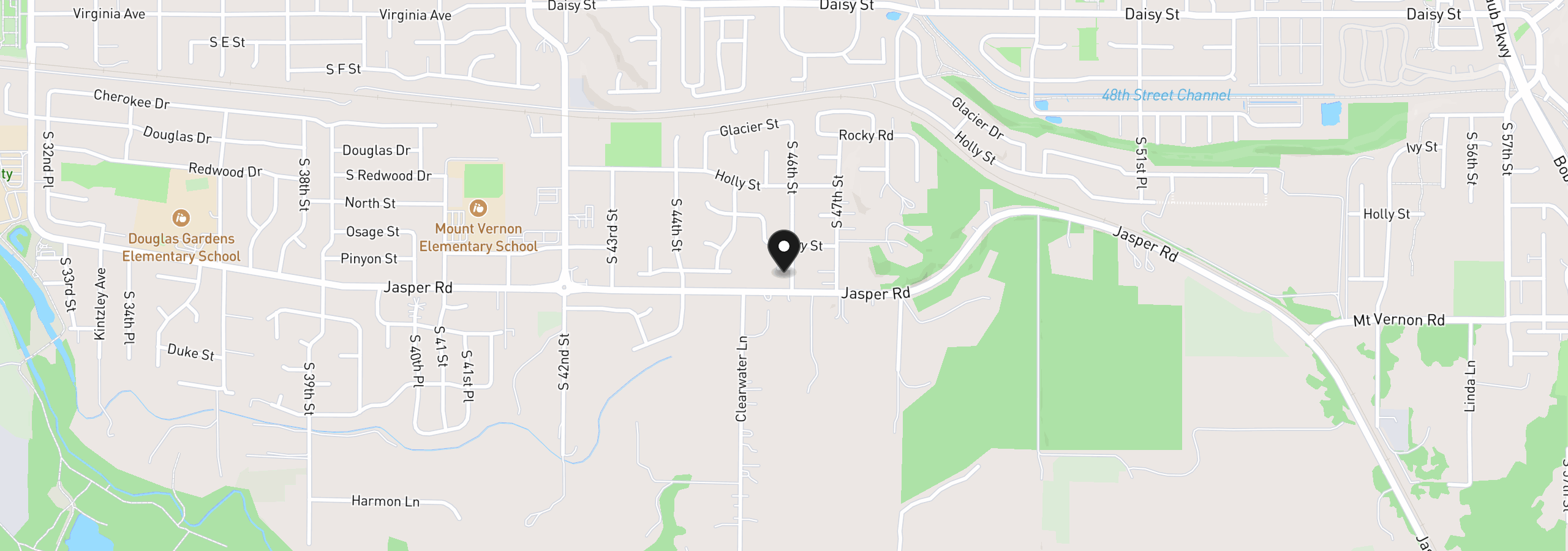 Map showing the location of 1152 S 46th St, Springfield, OR 97478