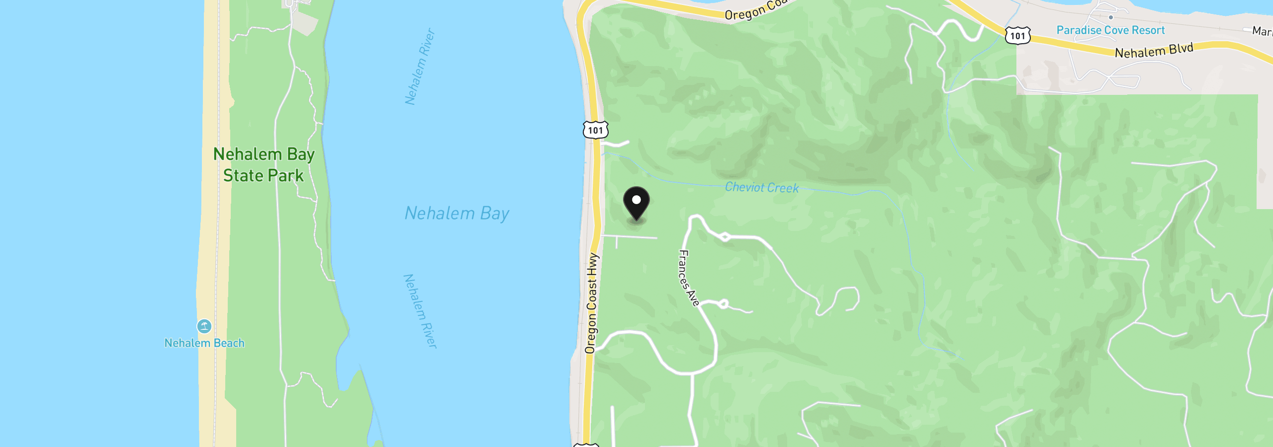 Map showing the location of Tl 00101 Kenton Ave, Rockaway Beach, OR 97136