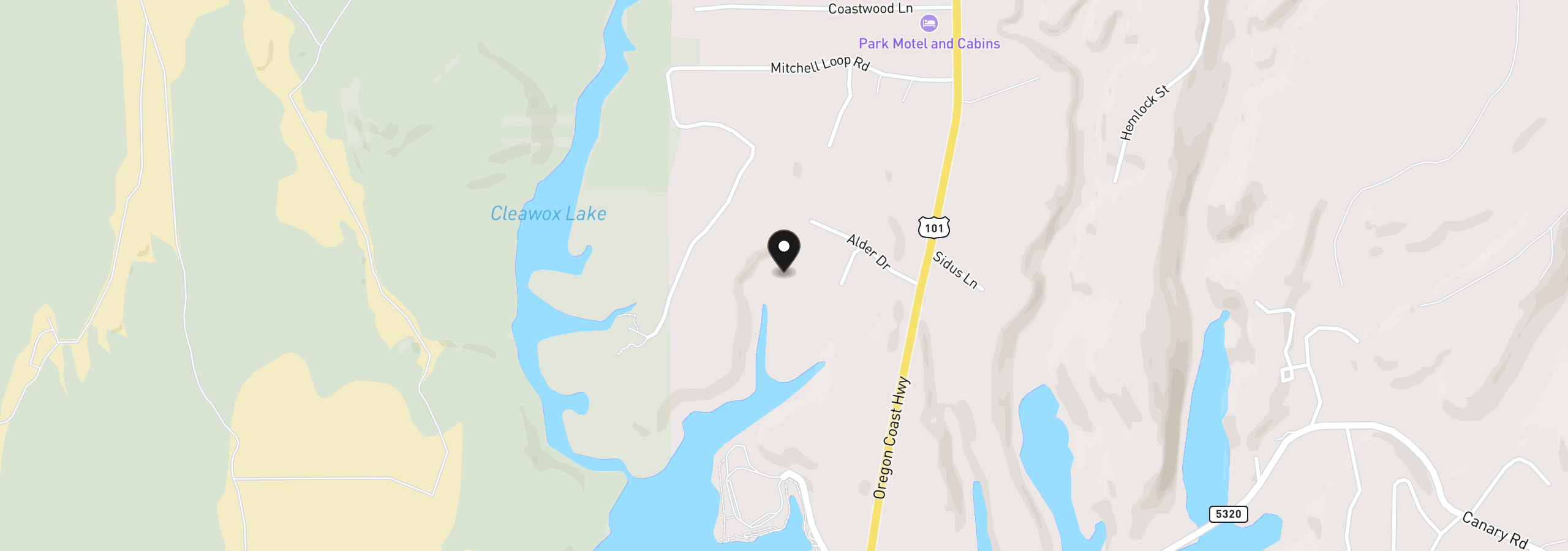 Map showing the location of Alder Dr Tl 03300 Dr, Florence, OR 97439