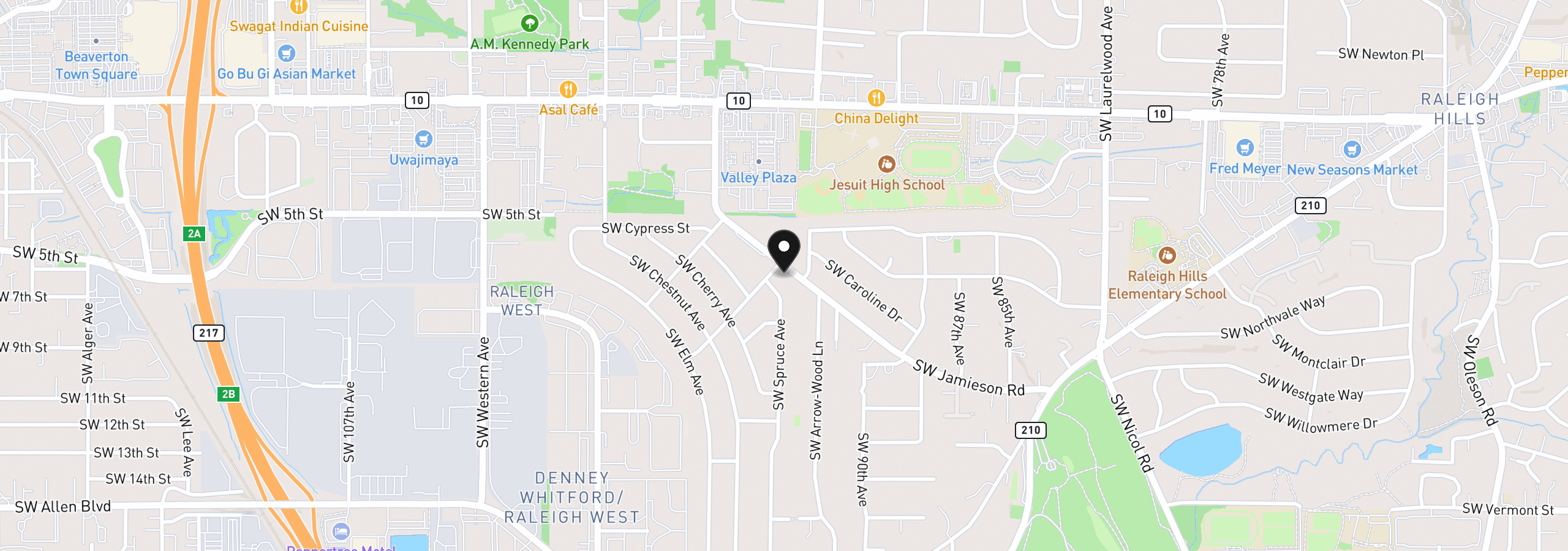 Map showing the location of 9225 SW Jamieson Rd, Beaverton, OR 97005
