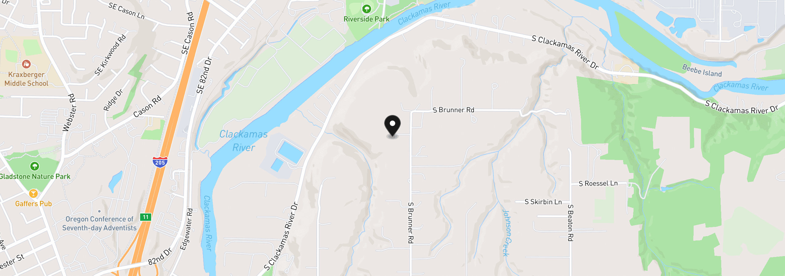 Map showing the location of S Tyee Ln, Oregon City, OR 97045