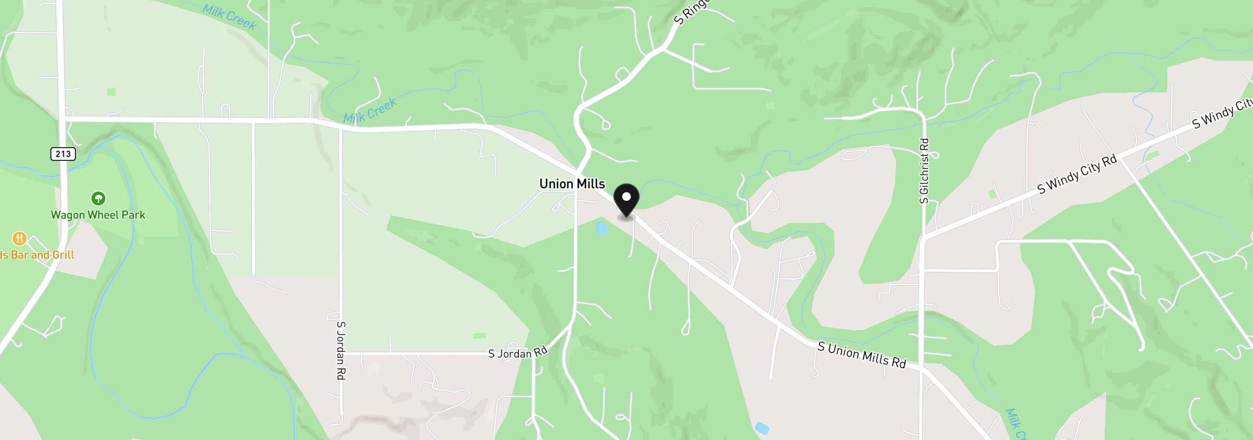 Map showing the location of 15122 S Union Mills Rd, Mulino, OR 97042