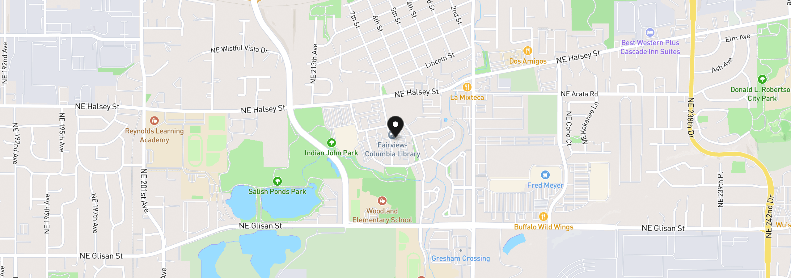 Map showing the location of 1510 NE Village St, Fairview, OR 97024