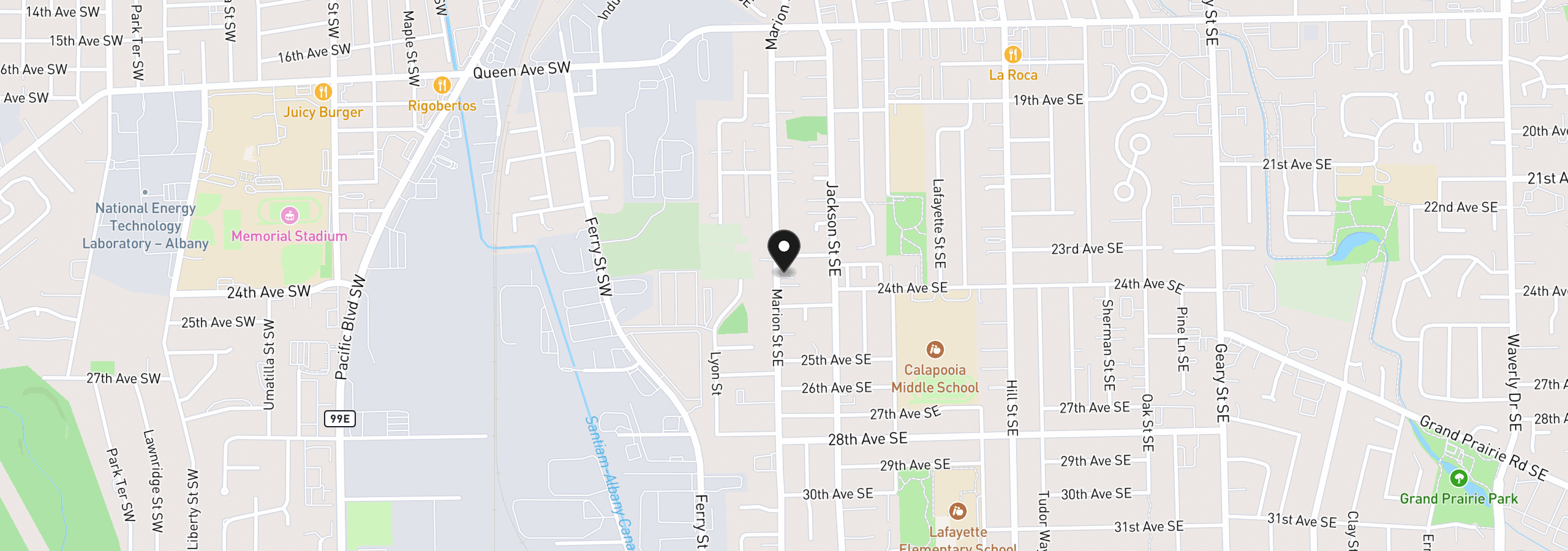 Map showing the location of 2325 Marion St SE, Albany, OR 97322