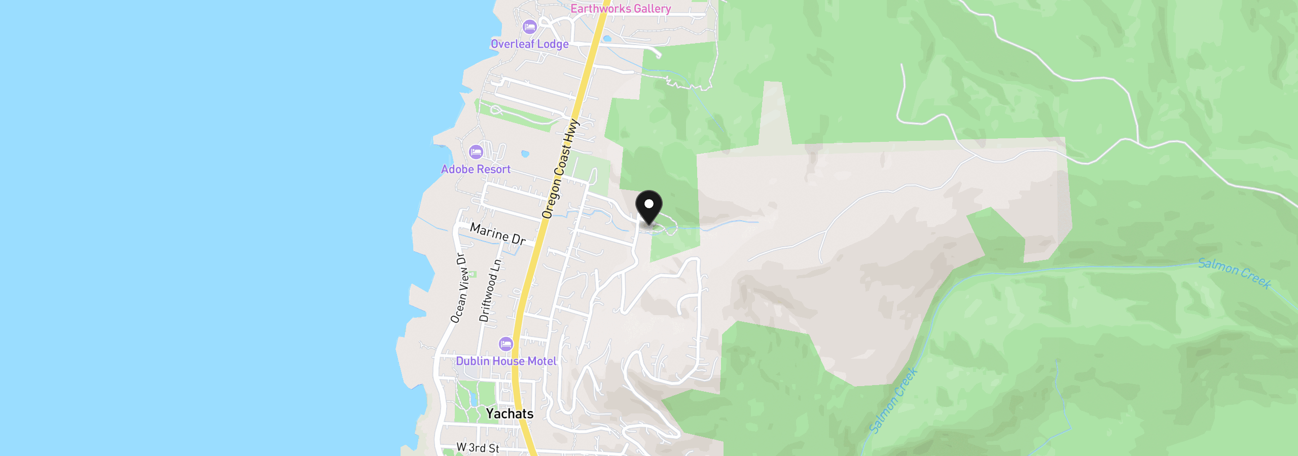 Map showing the location of 504 Creekside Ln, Yachats, OR 97498
