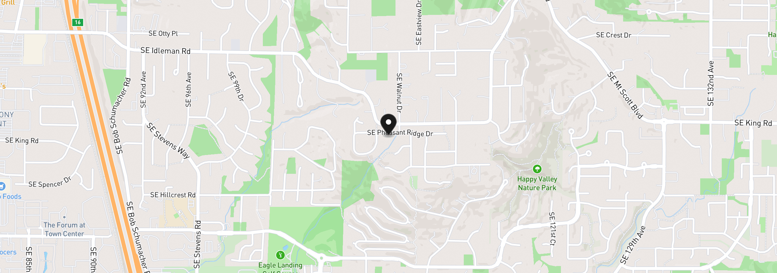 Map showing the location of 10962 SE Pheasant Ridge Dr, Happy Valley, OR 97086