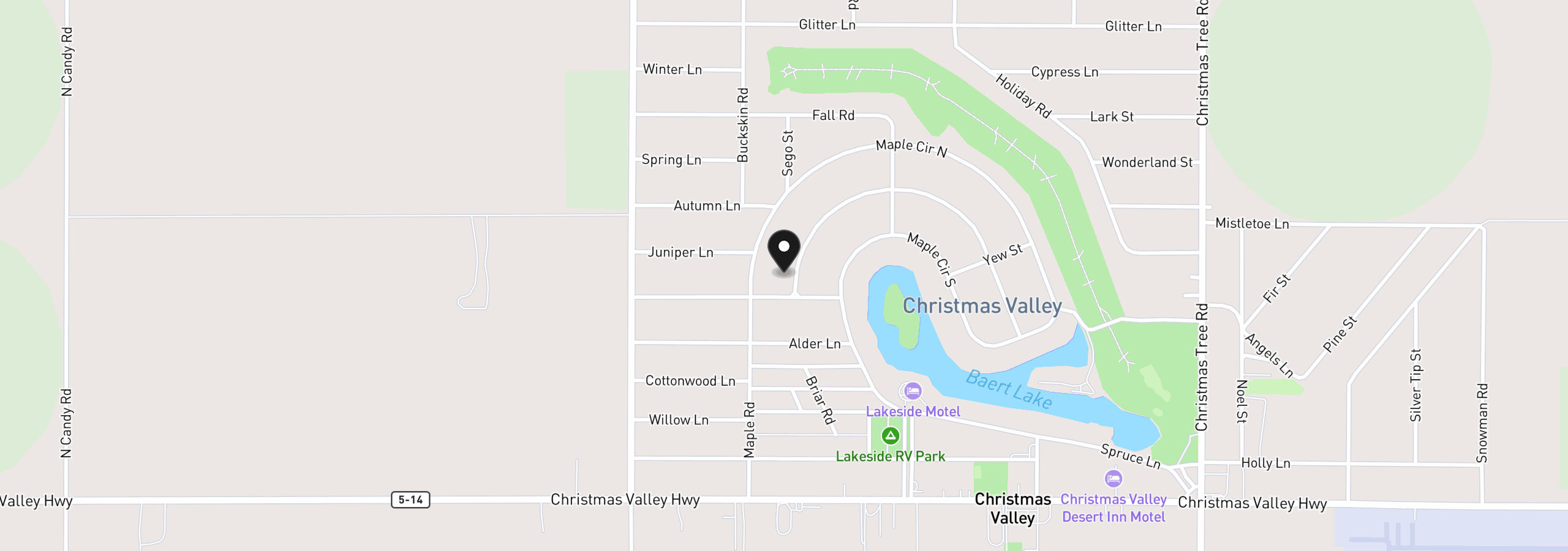 Map showing the location of Elm Ln 1600, Christmas Valley, OR 97641