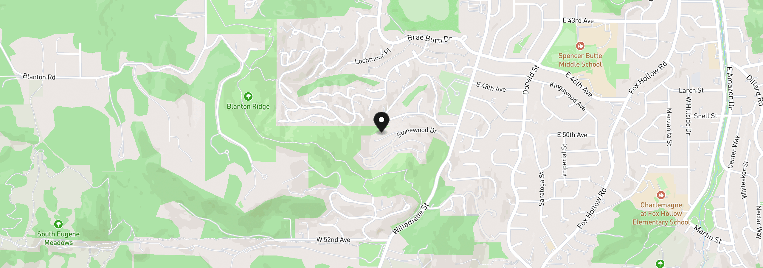 Map showing the location of 314 Woodcutter Way, Eugene, OR 97405