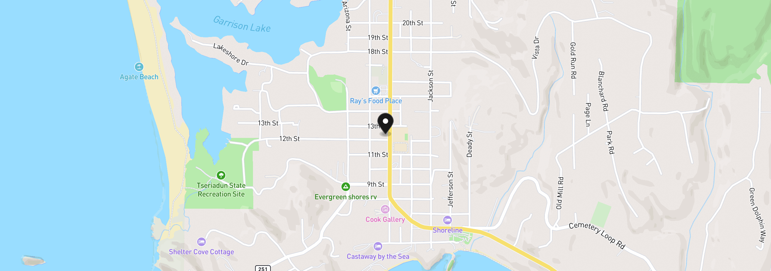 Map showing the location of 1205 Oregon St, Port Orford, OR 97465