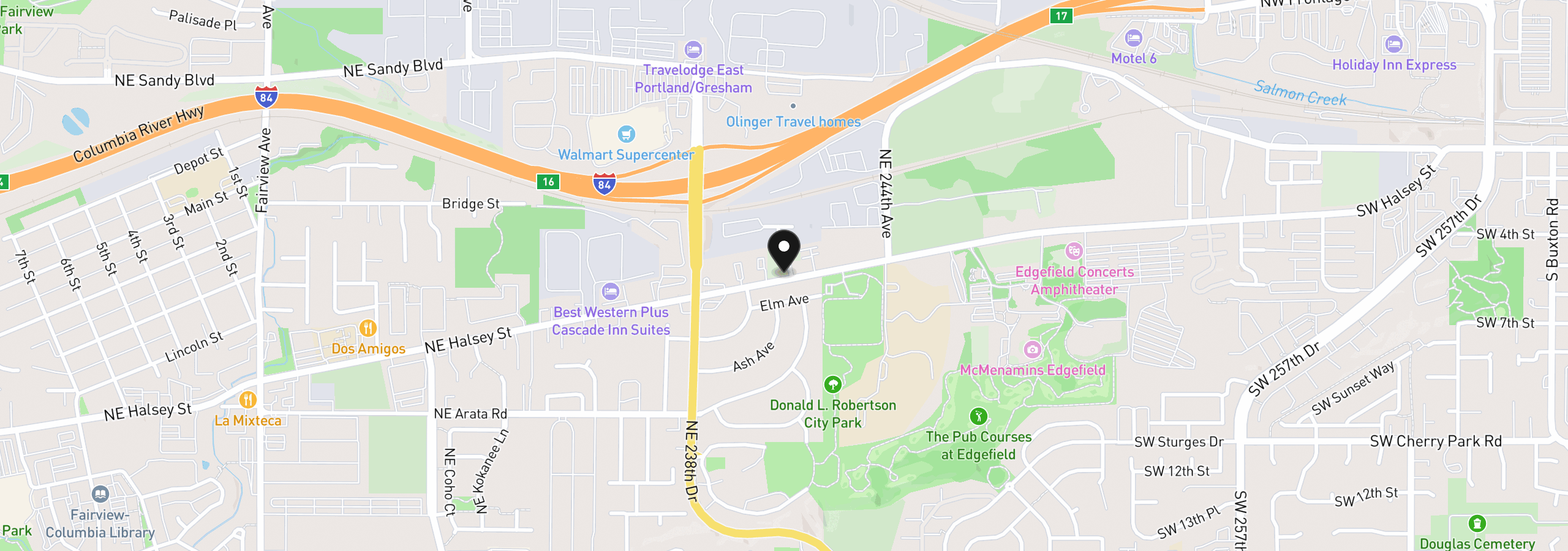 Map showing the location of 2075 NE 240th Ave, Wood Village, OR 97060