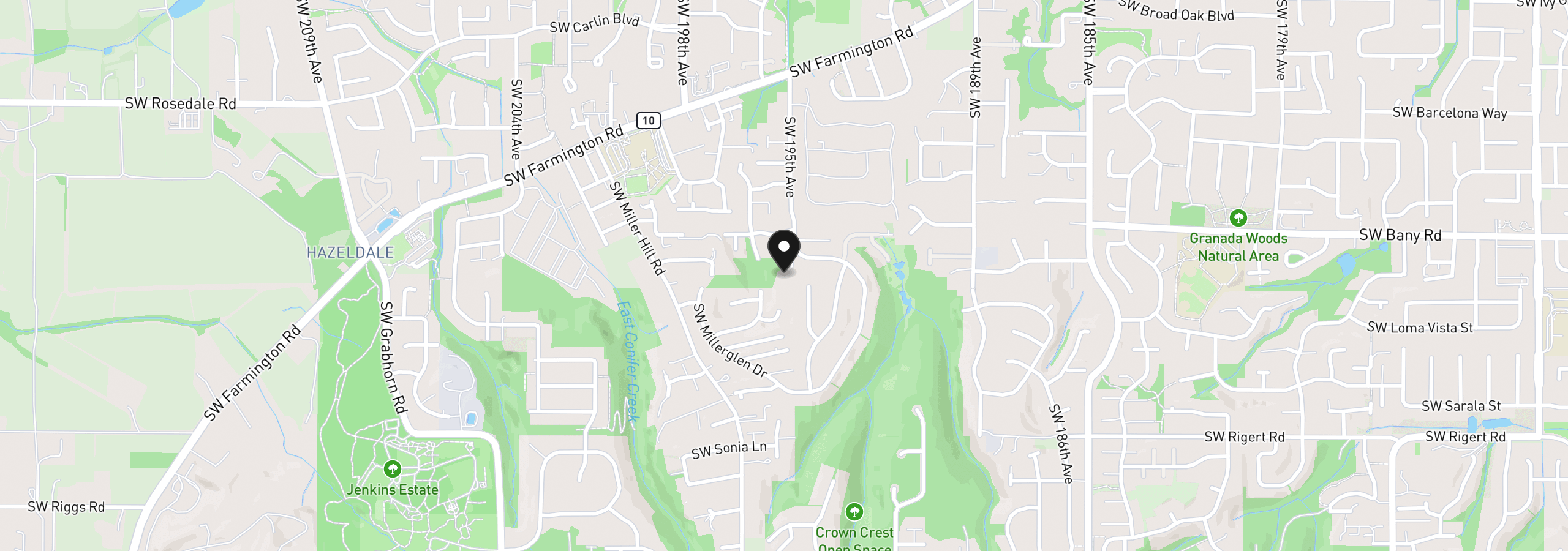Map showing the location of 7455 SW 195th Ave, Beaverton, OR 97007