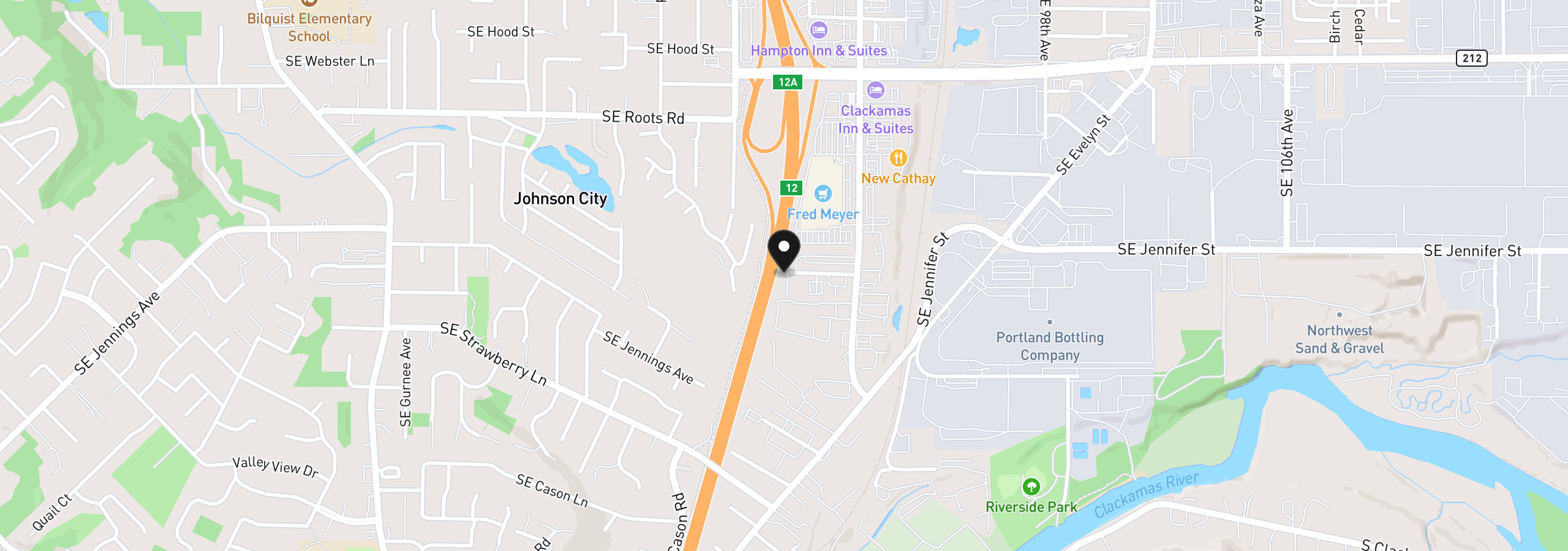 Map showing the location of 16551 SE 82nd Dr 27, Clackamas, OR 97015
