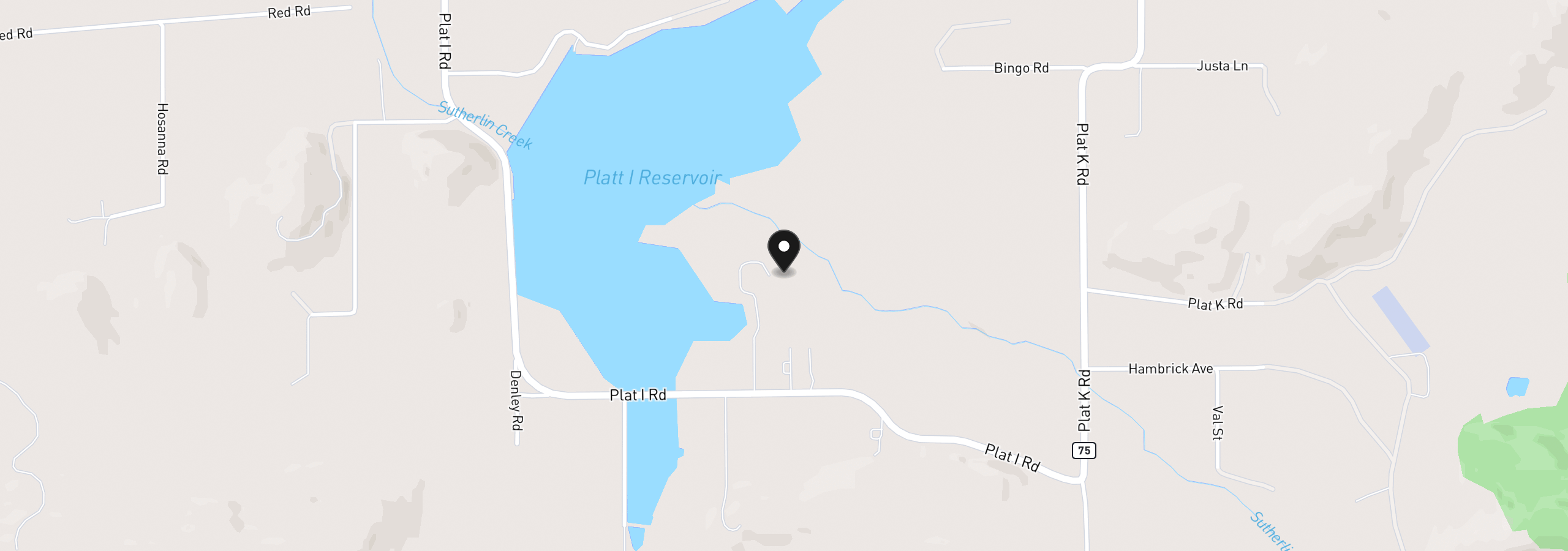 Map showing the location of 1750 Plat I Rd, Sutherlin, OR 97479