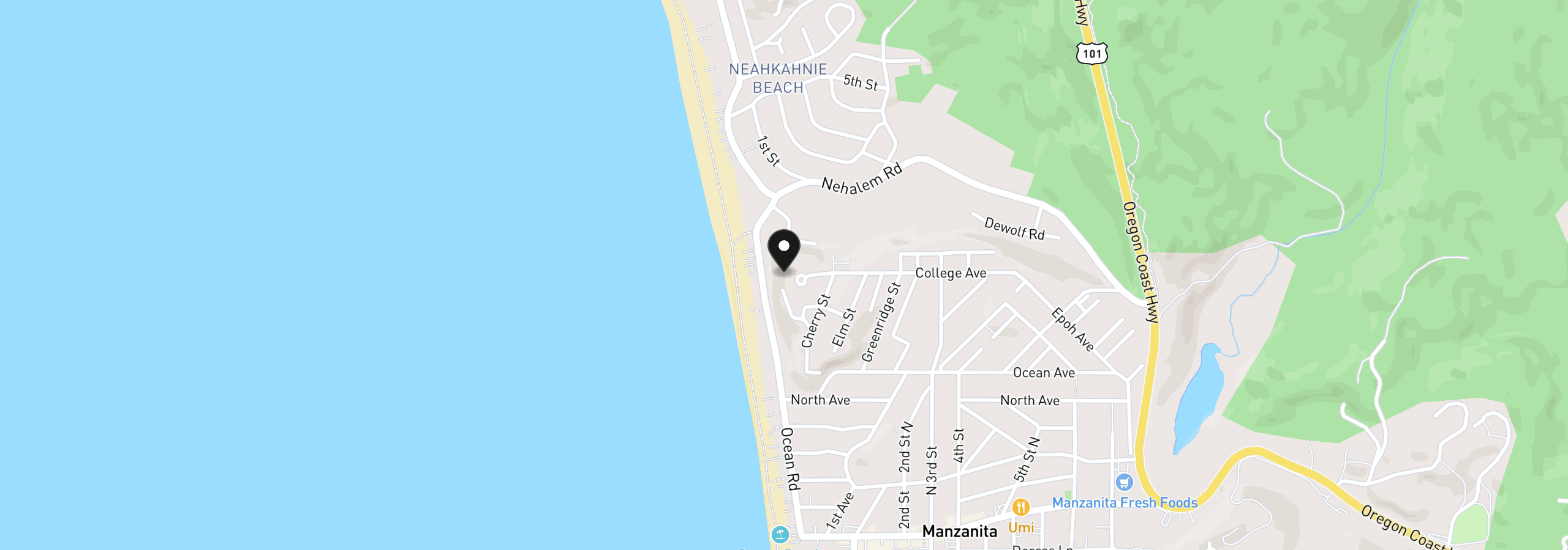 Map showing the location of 5 College Ave, Manzanita, OR 97130