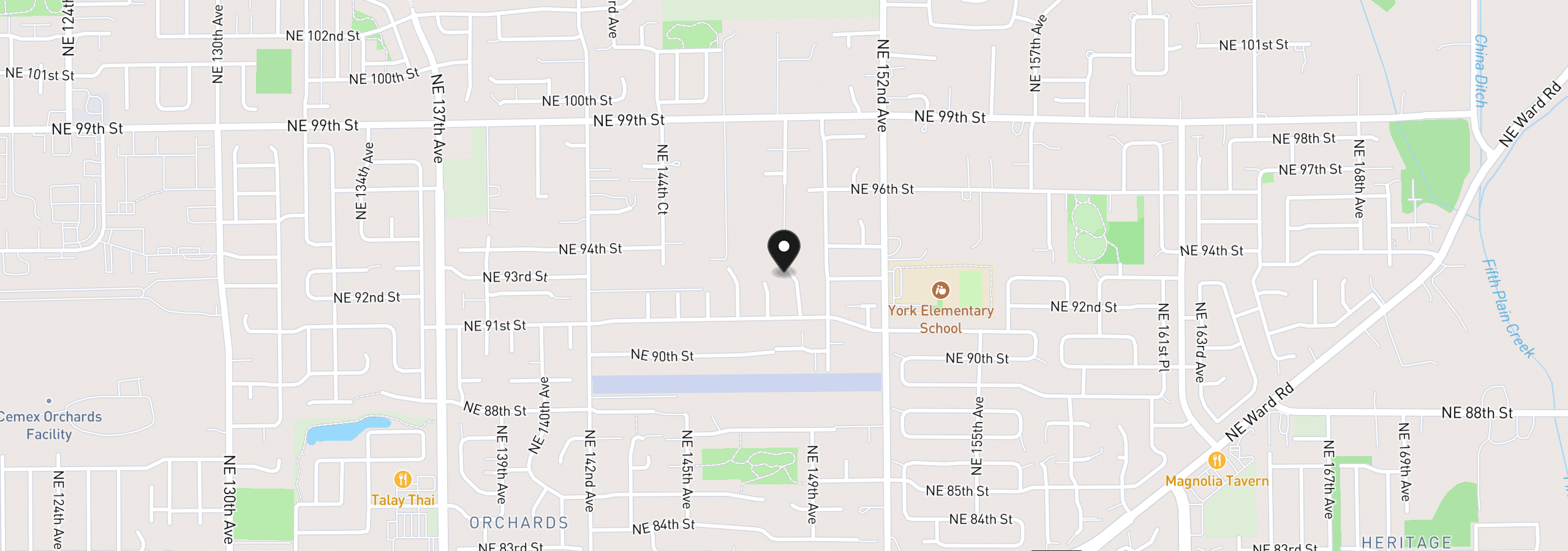Map showing the location of 9216 NE 149th Ave, Vancouver, Wa 98682