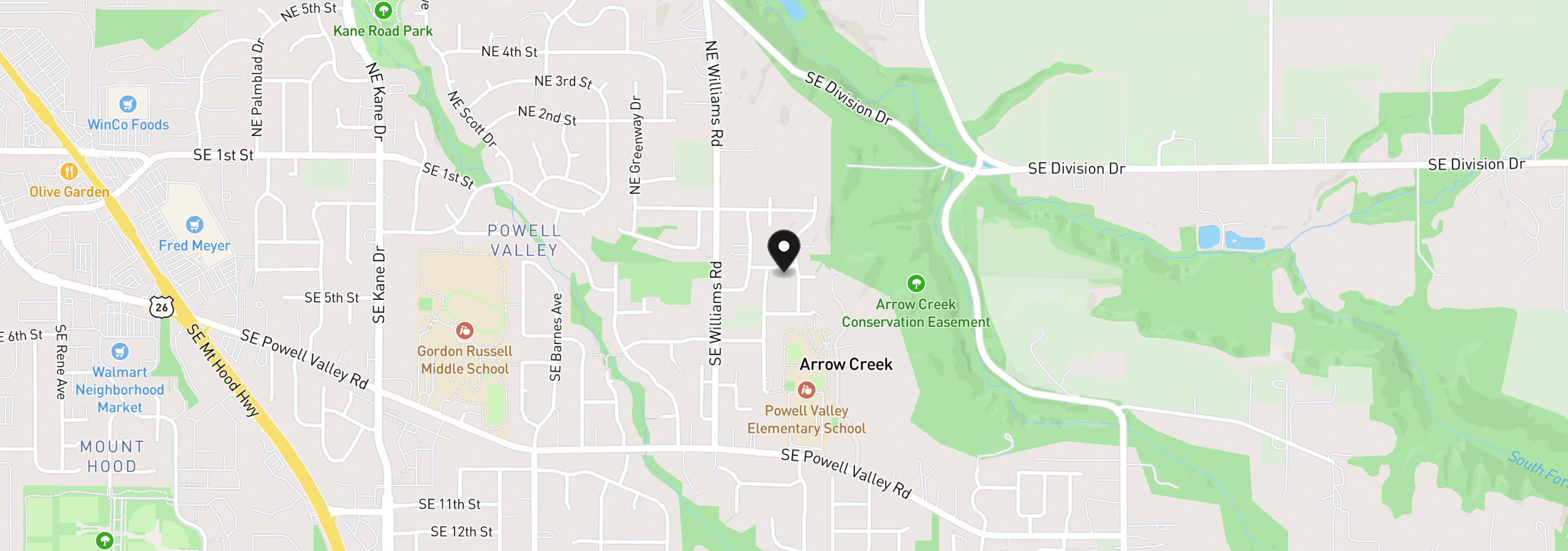 Map showing the location of 4764 SE 2nd St, Gresham, OR 97080
