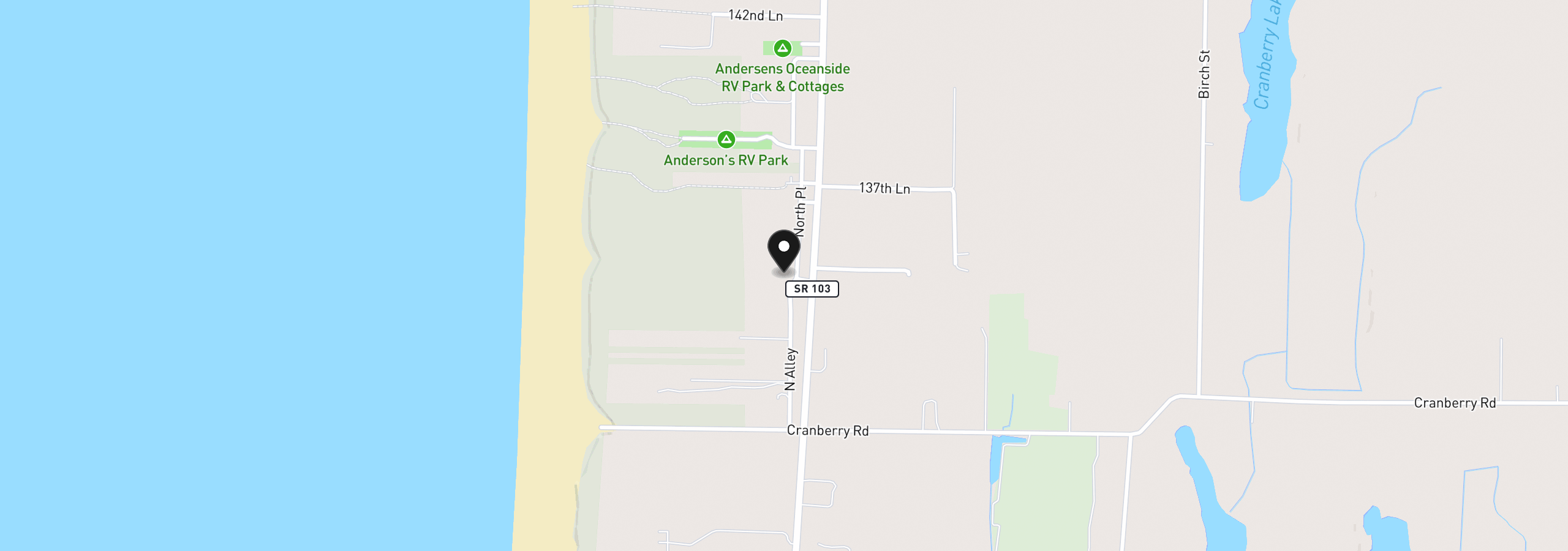Map showing the location of 13301 N Pl, Long Beach, Wa 98631