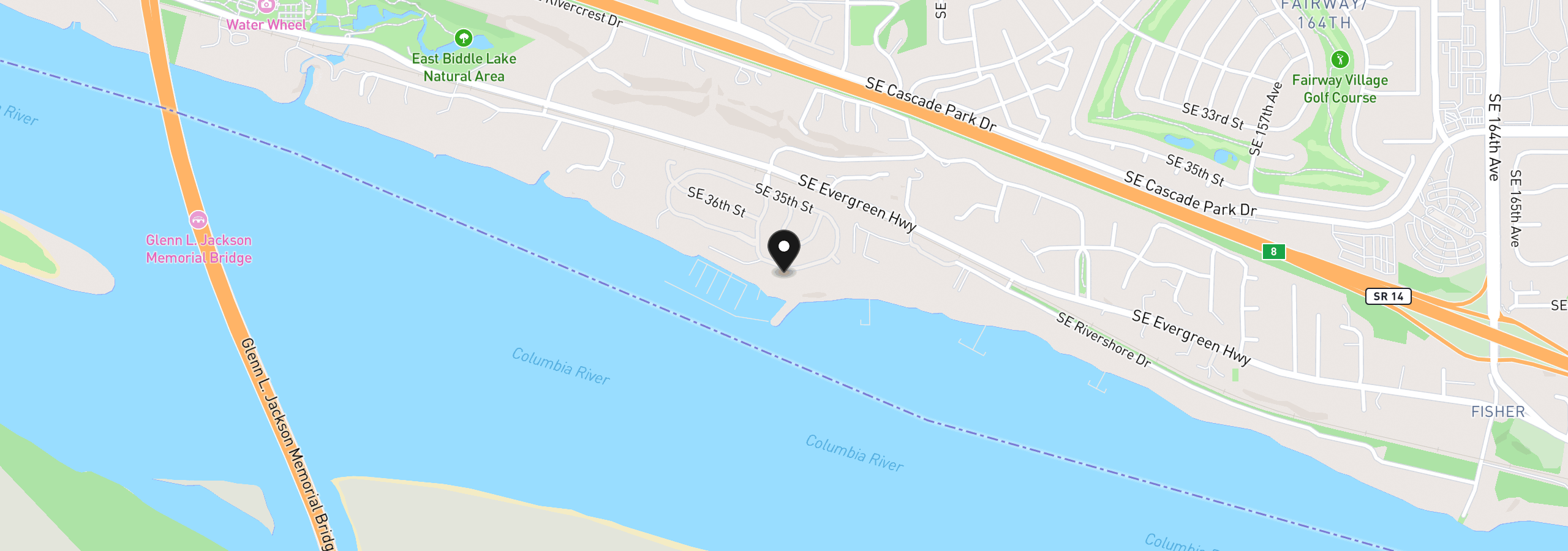 Map showing the location of 13921 SE 38th St, Vancouver, Wa 98683