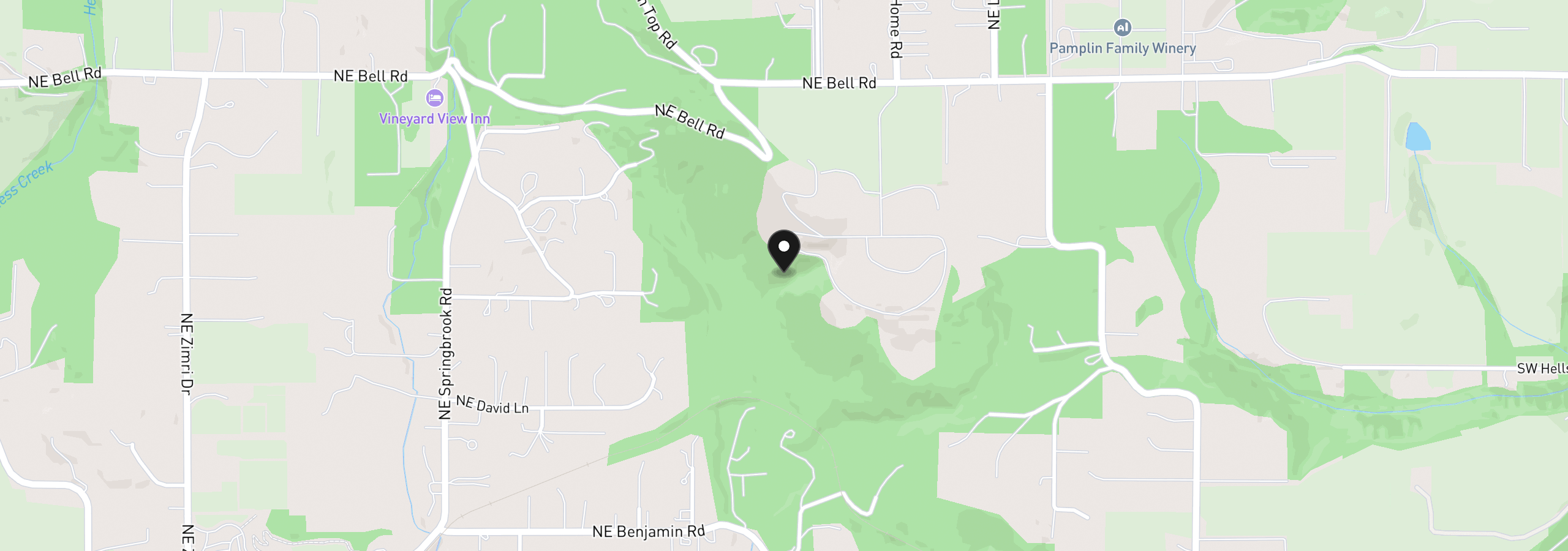 Map showing the location of 30540 NE Bell Rd 3, Newberg, OR 97132