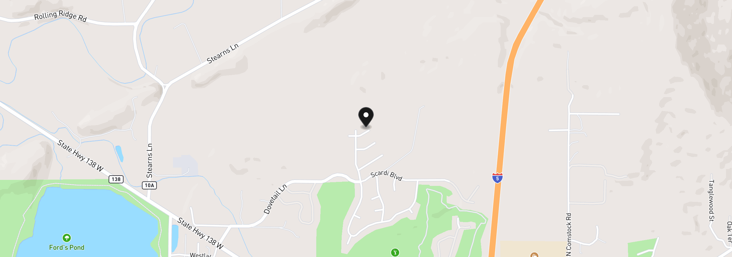Map showing the location of 857 Durham Ave, Sutherlin, OR 97479