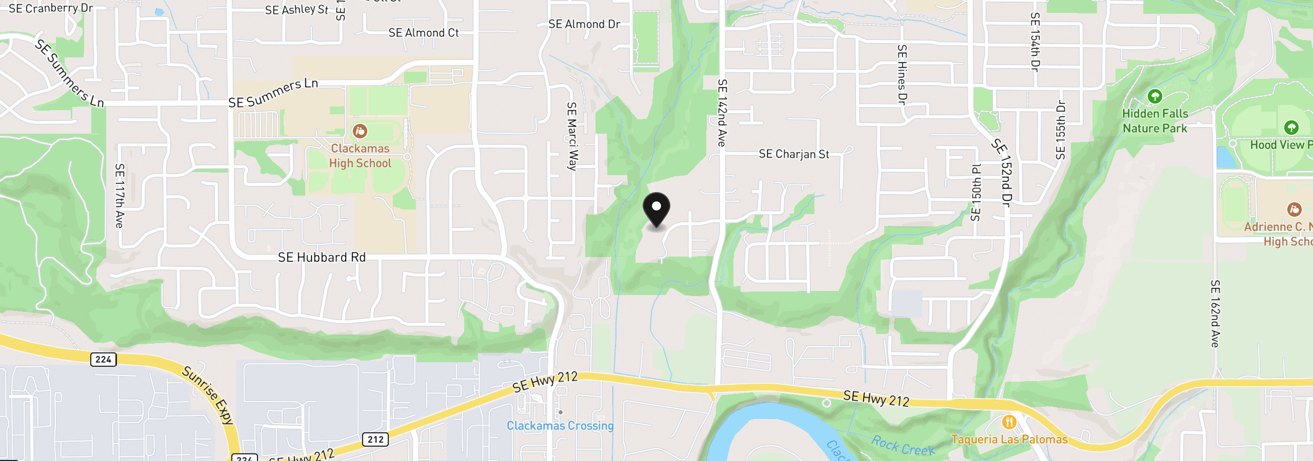 Map showing the location of 14179 SE Iseli Ln, Clackamas, OR 97015