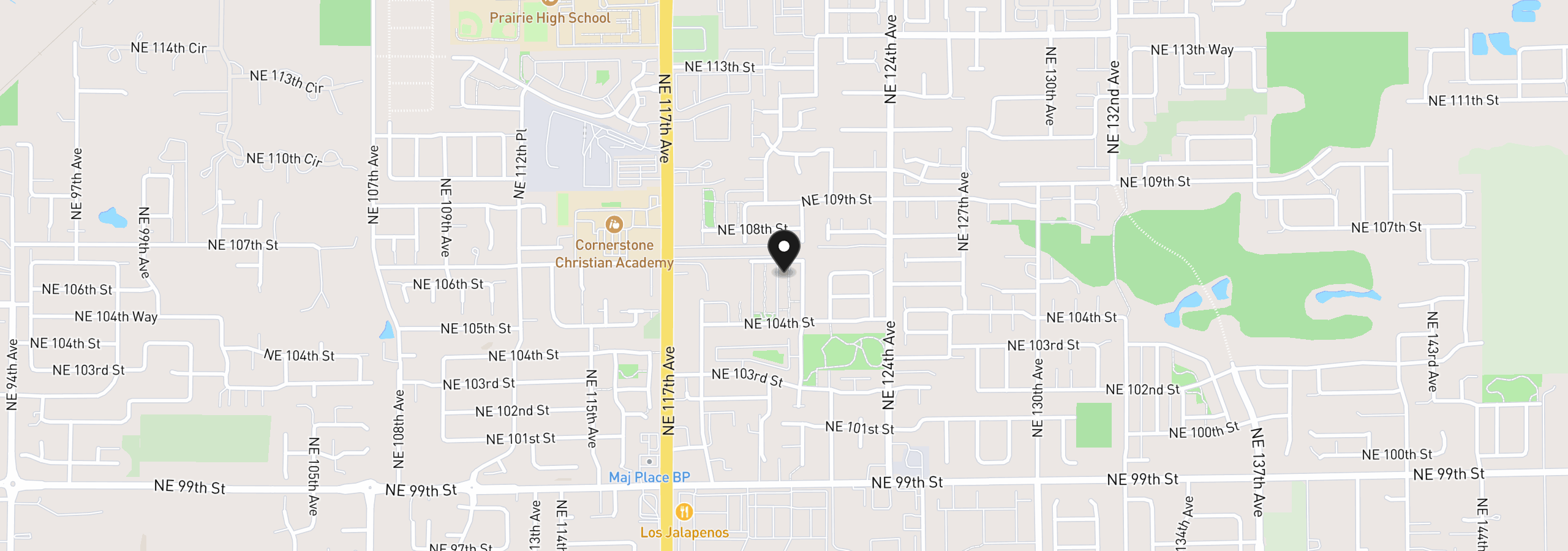 Map showing the location of 10607 NE 120th Pl, Vancouver, Wa 98662