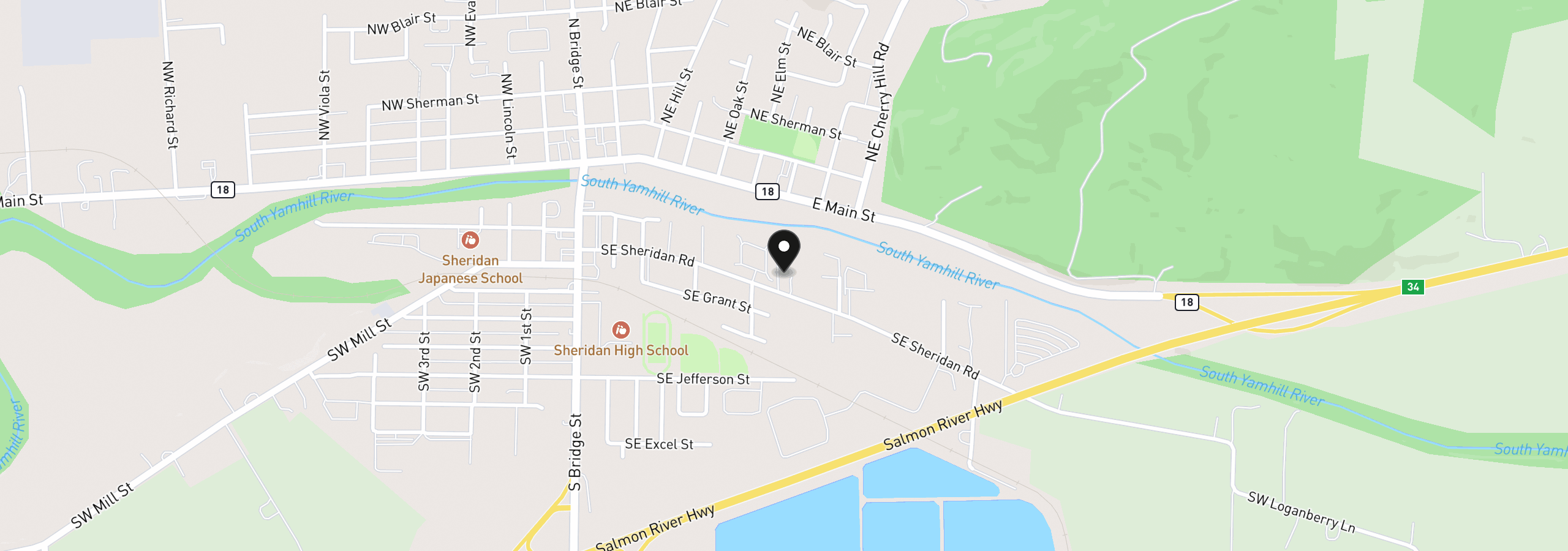 Map showing the location of 515 SE Sheridan Rd 3, Sheridan, OR 97378