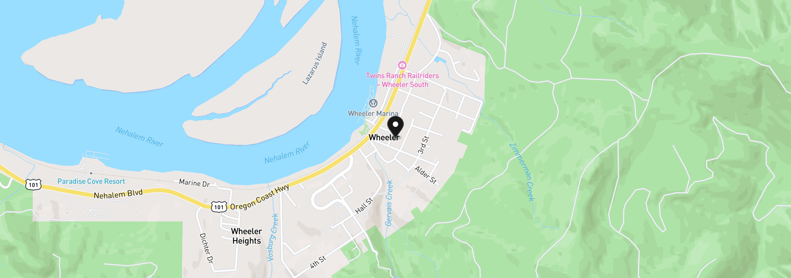 Map showing the location of Rector, Wheeler, OR 97147