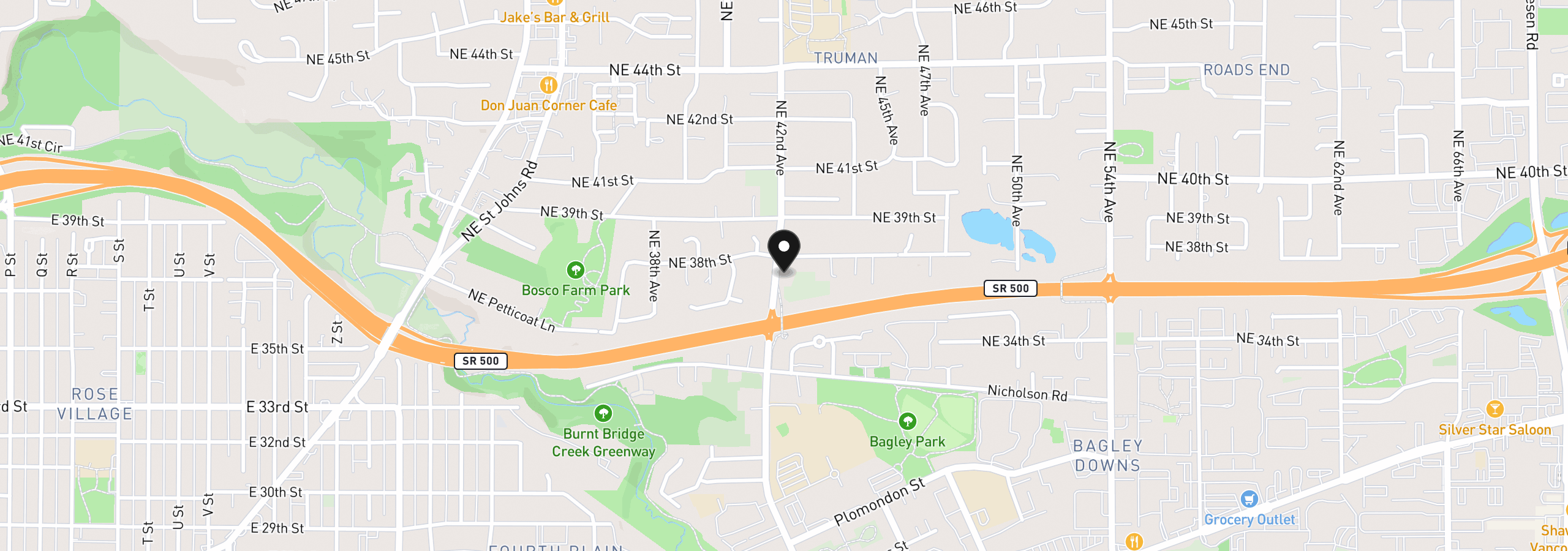 Map showing the location of 0 NE Falk Rd, Vancouver, Wa 98661