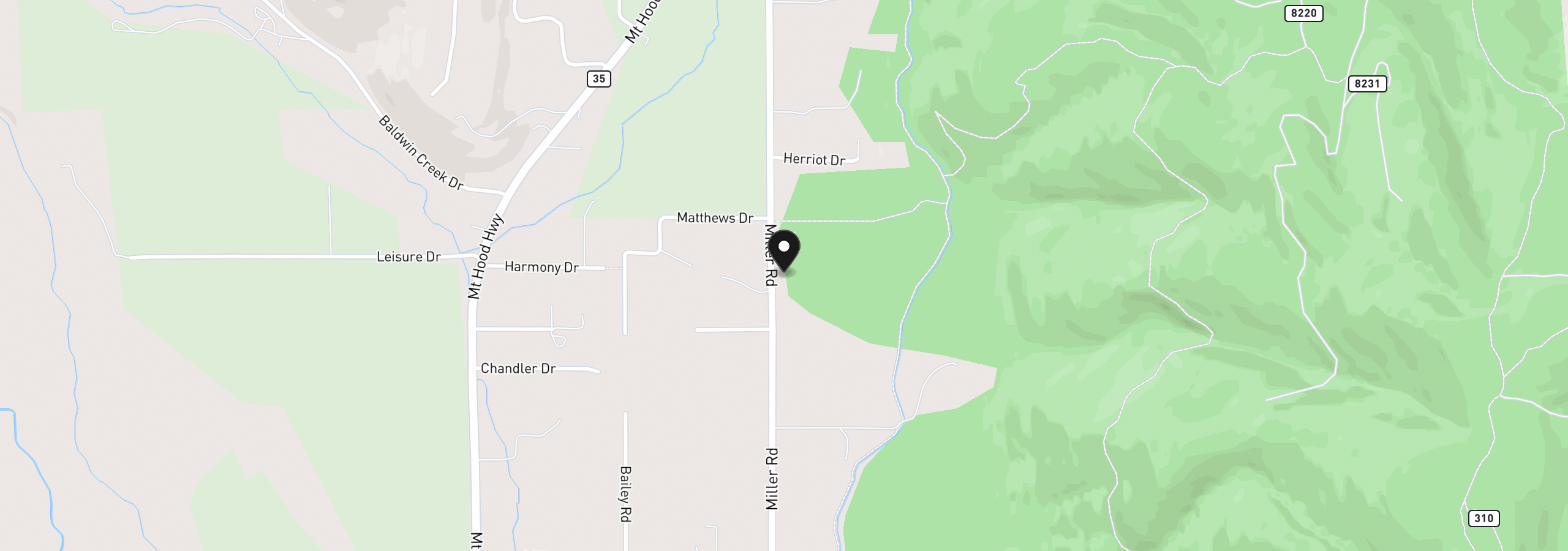 Map showing the location of 5999 Miller Rd, Mt Hood Prkdl, OR 97041