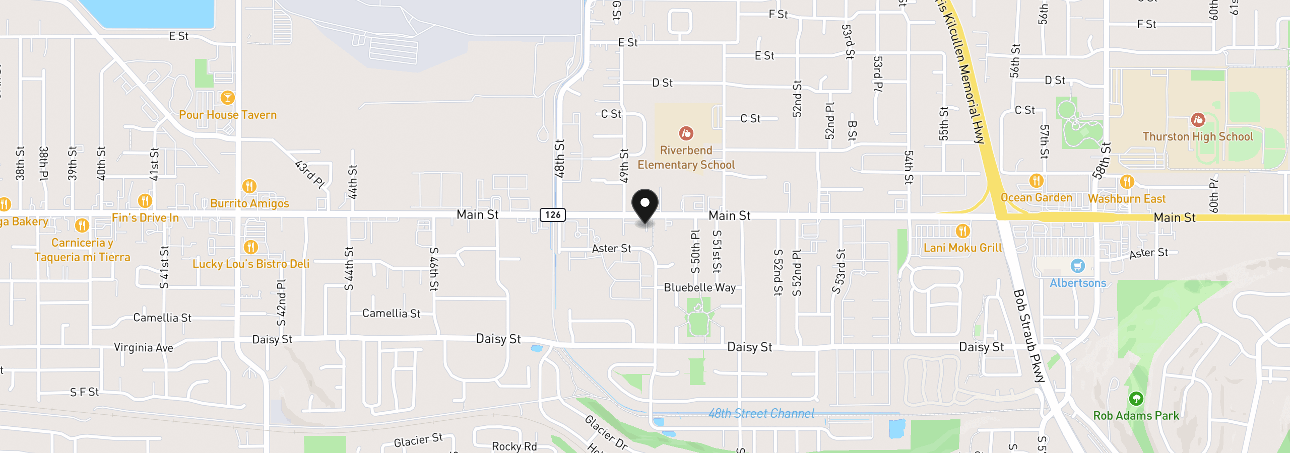 Map showing the location of N Main between 48-49th St, Springfield, OR 97478