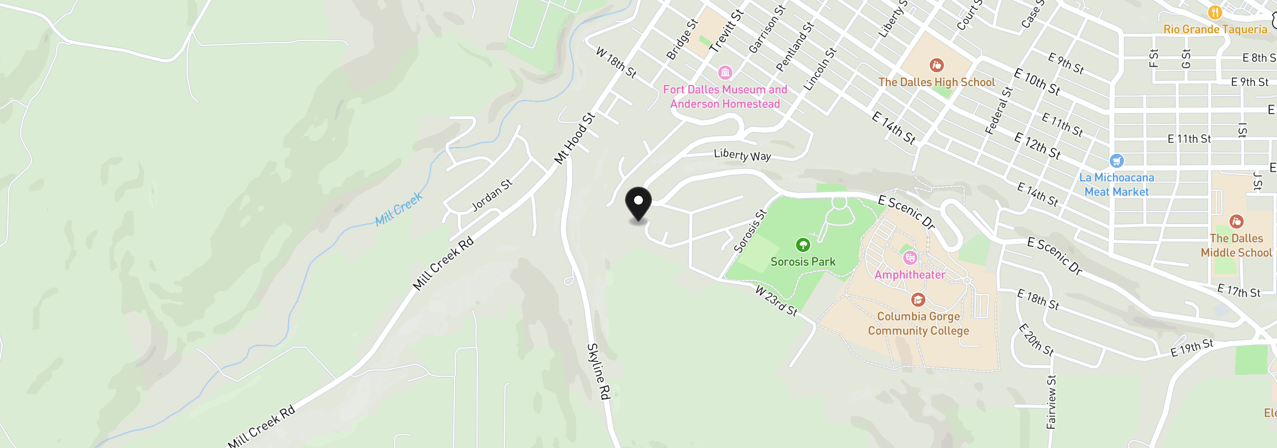 Map showing the location of 441 W 21st St, The Dalles, OR 97058